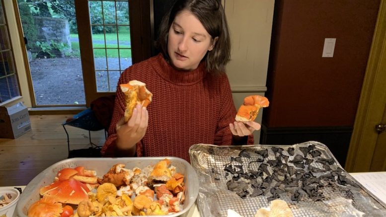 Alicia Despins, après une fructueuse récolte de champignons.