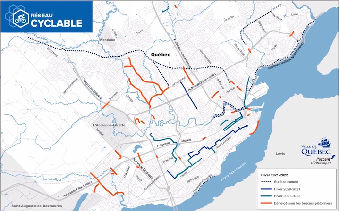 Plan actualisé du réseau cyclable.