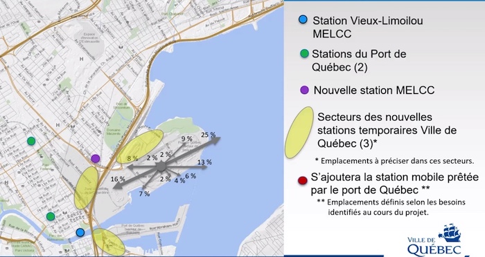 Carte de l'emplacement des nouvelles stations d'échantillonnage de la qualité de l'air.