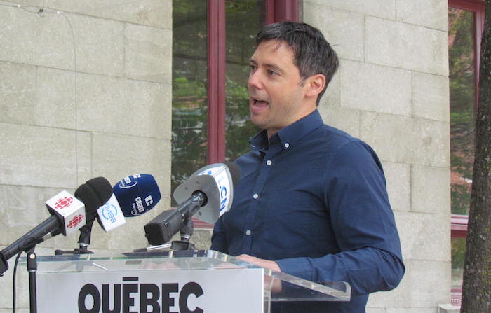 Pierre-Luc Lachance, lors de l'annonce de son passage dans l'équipe de Québec Forte et Fière. 