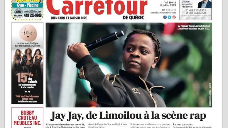 Une du journal Le Carrefour de Québec du 23 juillet 2023