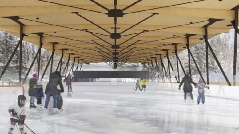 Image de la future patinoire BLEU BLANC BOUGE, au parc Victoria. (Crédit photo : Ville de Québec)