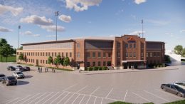 Image de la future façade du Stade Canac côté est. (Crédit photo : Ville de Québec)